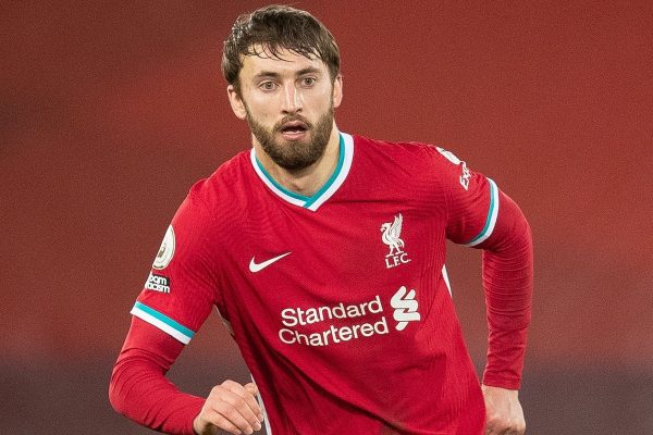 LIVERPOOL, ENGLAND - Saturday, February 20, 2021: Liverpool's Nathaniel Phillips during the FA Premier League match between Liverpool FC and Everton FC, the 238th Merseyside Derby, at Anfield. (Pic by David Rawcliffe/Propaganda)