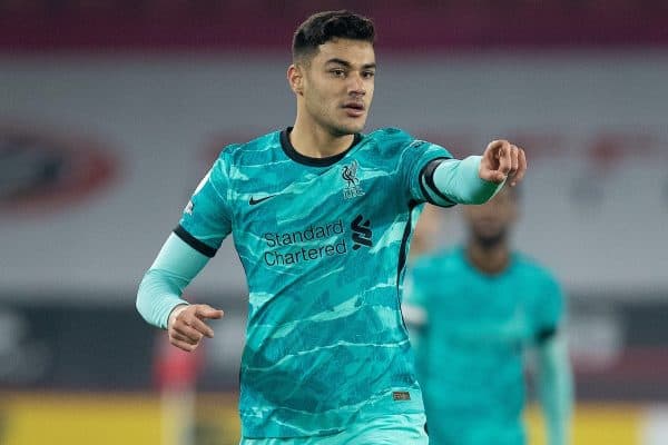 SHEFFIELD, ENGLAND - Sunday, February 28, 2021: Liverpool's Ozan Kabak during the FA Premier League match between Sheffield United FC and Liverpool FC at Bramall Lane. (Pic by David Rawcliffe/Propaganda)