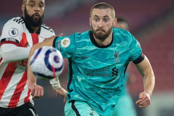 SHEFFIELD, ENGLAND - Sunday, February 28, 2021: Liverpool's Nathaniel Phillips during the FA Premier League match between Sheffield United FC and Liverpool FC at Bramall Lane. (Pic by David Rawcliffe/Propaganda)