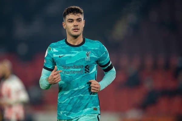 SHEFFIELD, ENGLAND - Sunday, February 28, 2021: Liverpool's Ozan Kabak during the FA Premier League match between Sheffield United FC and Liverpool FC at Bramall Lane. (Pic by David Rawcliffe/Propaganda)