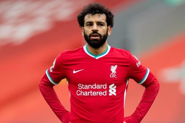 LIVERPOOL, ENGLAND - Sunday, March 7, 2021: Liverpool's Mohamed Salah during the FA Premier League match between Liverpool FC and Fulham FC at Anfield. (Pic by David Rawcliffe/Propaganda)
