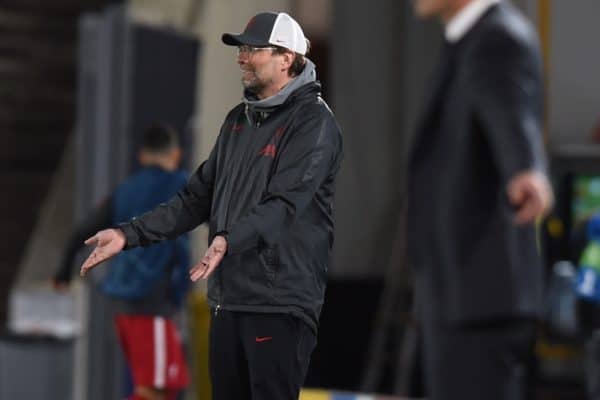 MADRID, SPAIN - Tuesday, April 6, 2021: Liverpool's manager Jürgen Klopp during the UEFA Champions League Quarter-Final 1st Leg game between Real Madird CF and Liverpool FC at the Estadio Alfredo Di Stefano. (Pic by Propaganda)