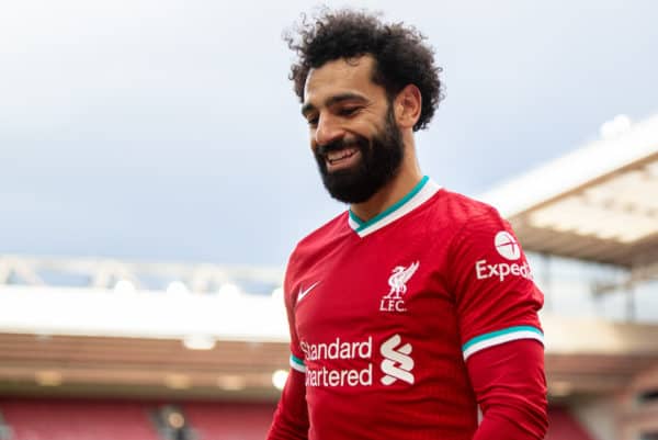 LIVERPOOL, ENGLAND - Saturday, April 10, 2021: Liverpool's goal-scorer Mohamed Salah during the FA Premier League match between Liverpool FC and Aston Villa FC at Anfield. (Pic by David Rawcliffe/Propaganda)