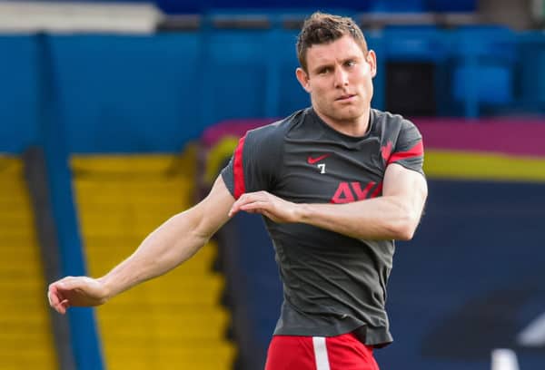 LEEDS, ENGLAND - Monday, April 19, 2021: Liverpool's James Milner during the pre-match warm-up before during the FA Premier League match between Leeds United FC and Liverpool FC at Elland Road. (Pic by Propaganda)