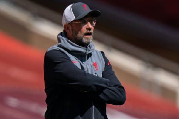 LIVERPOOL, ENGLAND - Saturday, April 24, 2021: Liverpool's manager Jürgen Klopp during the FA Premier League match between Liverpool FC and Newcastle United FC at Anfield. (Pic by David Rawcliffe/Propaganda)