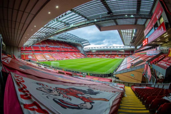 LIVERPOOL, ENGLAND - Saturday, May 8, 2021: A general view of Anfield from the Spion Kop before the FA Premier League match between Liverpool FC and Southampton FC at Anfield. (Pic by David Rawcliffe/Propaganda)