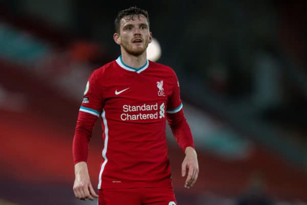 LIVERPOOL, ENGLAND - Saturday, May 8, 2021: Liverpool's Andy Robertson during the FA Premier League match between Liverpool FC and Southampton FC at Anfield. (Pic by David Rawcliffe/Propaganda)