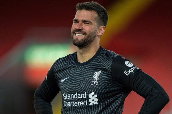 LIVERPOOL, ENGLAND - Saturday, May 8, 2021: Liverpool's goalkeeper Alisson Becker during the FA Premier League match between Liverpool FC and Southampton FC at Anfield. (Pic by David Rawcliffe/Propaganda)