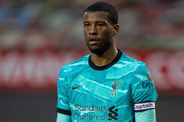 MANCHESTER, ENGLAND - Thursday, May 13, 2021: Liverpool's captain Georginio Wijnaldum during the FA Premier League match between Manchester United FC and Liverpool FC at Old Trafford. (Pic by David Rawcliffe/Propaganda)