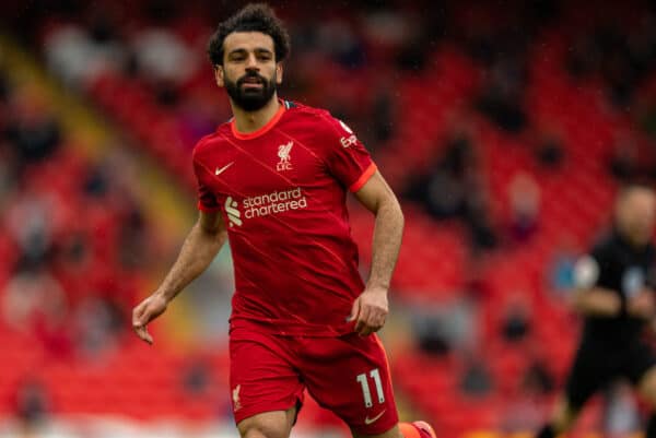 LIVERPOOL, ENGLAND - Sunday, May 23, 2021: Liverpool's Mohamed Salah during the final FA Premier League match between Liverpool FC and Crystal Palace FC at Anfield. (Pic by David Rawcliffe/Propaganda)