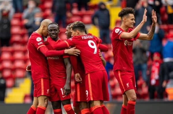 LIVERPOOL, ENGLAND - Sunday, May 23, 2021: Liverpool's Sadio Mané celebrates after scoring the second goal during the final FA Premier League match between Liverpool FC and Crystal Palace FC at Anfield. (Pic by David Rawcliffe/Propaganda)