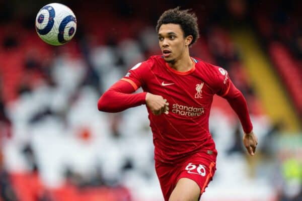 LIVERPOOL, ENGLAND - Sunday, May 23, 2021: Liverpool's Trent Alexander-Arnold during the final FA Premier League match between Liverpool FC and Crystal Palace FC at Anfield. (Pic by David Rawcliffe/Propaganda)