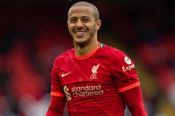 LIVERPOOL, ENGLAND - Sunday, May 23, 2021: Liverpool's Thiago Alcantara during the final FA Premier League match between Liverpool FC and Crystal Palace FC at Anfield. (Pic by David Rawcliffe/Propaganda)