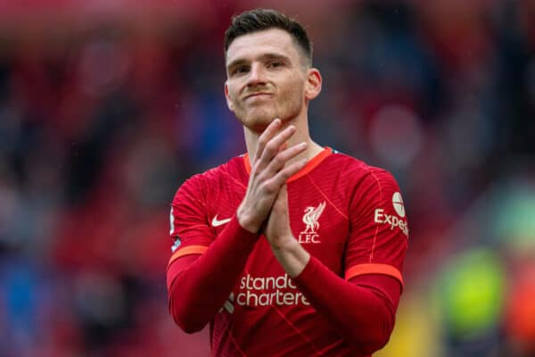 LIVERPOOL, ENGLAND - Sunday, May 23, 2021: Liverpool's Andy Robertson during the final FA Premier League match between Liverpool FC and Crystal Palace FC at Anfield. Liverpool won 2-0 and finished 3rd in the table. (Pic by David Rawcliffe/Propaganda)