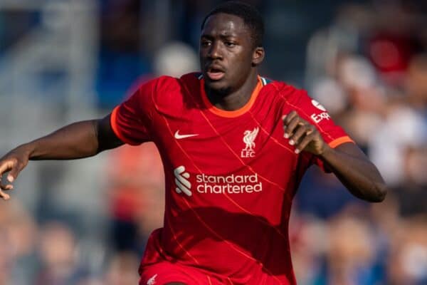 GRÖDIG, AUSTRIA - Friday, July 23, 2021: Liverpool's Ibrahima Konaté during a pre-season friendly match between Liverpool FC and FSV Mainz 05 at the Greisbergers Betten-Arena. (Pic by Jürgen Faichter/Propaganda)