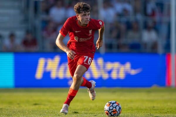 GRÖDIG, AUSTRIA - Friday, July 23, 2021: Liverpool's Neco Williams during a pre-season friendly match between Liverpool FC and FSV Mainz 05 at the Greisbergers Betten-Arena. (Pic by Jürgen Faichter/Propaganda)