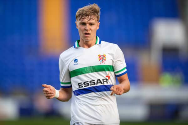 BIRKENHEAD, ENGLAND - Tuesday, July 27, 2021: Tranmere Rovers' Paul Glatzel, on loan from Liverpool FC, in action during a preseason friendly match between Tranmere Rovers FC and Sunderland AFC at Prenton Park. (Pic by David Rawcliffe/Propaganda)