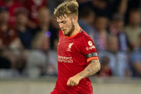 INNSBRUCK, AUSTRIA - Thursday, July 29, 2021: Liverpool's Harvey Elliott during a pre-season friendly match between Liverpool FC and Hertha BSC at the Tivoli Stadion. (Pic by Jürgen Faichter/Propaganda)