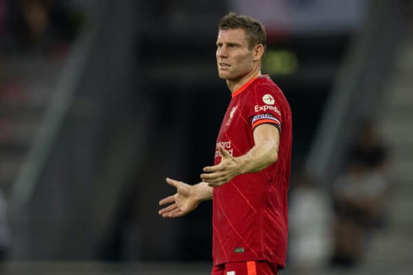 INNSBRUCK, AUSTRIA - Thursday, July 29, 2021: Liverpool's James Milner during a pre-season friendly match between Liverpool FC and Hertha BSC at the Tivoli Stadion. (Pic by Jürgen Faichter/Propaganda)