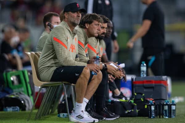 INNSBRUCK, AUSTRIA - Thursday, July 29, 2021: Liverpool's manager Jürgen Klopp during a pre-season friendly match between Liverpool FC and Hertha BSC at the Tivoli Stadion. (Pic by Jürgen Faichter/Propaganda)