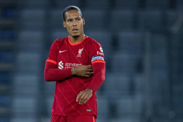 INNSBRUCK, AUSTRIA - Thursday, July 29, 2021: Liverpool's captain Virgil van Dijk makes his return from a long injury lay off as a substitute during a pre-season friendly match between Liverpool FC and Hertha BSC at the Tivoli Stadion. (Pic by Jürgen Faichter/Propaganda)