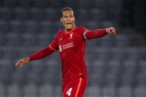 INNSBRUCK, AUSTRIA - Thursday, July 29, 2021: Liverpool's captain Virgil van Dijk makes his return from a long injury lay off as a substitute during a pre-season friendly match between Liverpool FC and Hertha BSC at the Tivoli Stadion. (Pic by Jürgen Faichter/Propaganda)