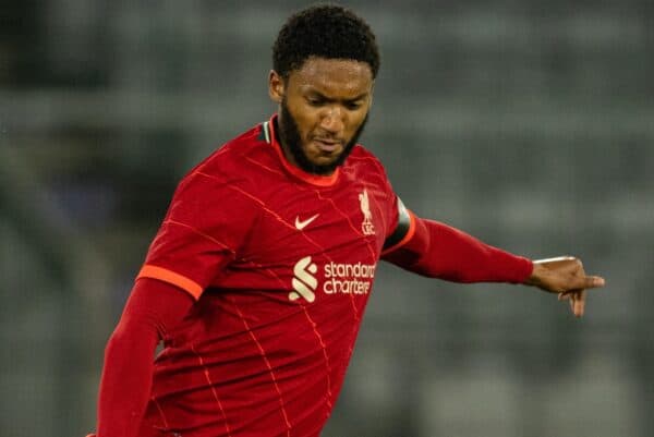 INNSBRUCK, AUSTRIA - Thursday, July 29, 2021: Liverpool's Joe Gomez during a pre-season friendly match between Liverpool FC and Hertha BSC at the Tivoli Stadion. (Pic by Jürgen Faichter/Propaganda)