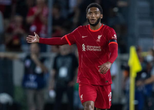 INNSBRUCK, AUSTRIA - Thursday, July 29, 2021: Liverpool's Joe Gomez during a pre-season friendly match between Liverpool FC and Hertha BSC at the Tivoli Stadion. (Pic by Jürgen Faichter/Propaganda)