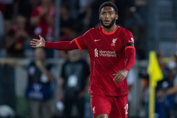 INNSBRUCK, AUSTRIA - Thursday, July 29, 2021: Liverpool's Joe Gomez during a pre-season friendly match between Liverpool FC and Hertha BSC at the Tivoli Stadion. (Pic by Jürgen Faichter/Propaganda)