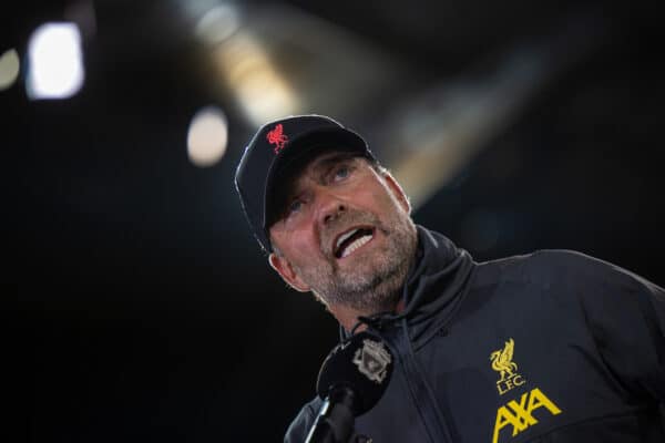 INNSBRUCK, AUSTRIA - Thursday, July 29, 2021: Liverpool's manager Jürgen Klopp speaks to LFC.TV after a pre-season friendly match between Liverpool FC and Hertha BSC at the Tivoli Stadion. (Pic by Jürgen Faichter/Propaganda)