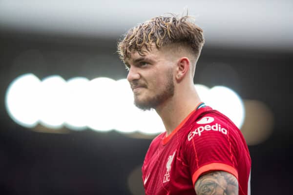 LIVERPOOL, ENGLAND - Sunday, August 8, 2021: Liverpool's Harvey Elliott during a pre-season friendly match between Liverpool FC and Athletic Club de Bilbao at Anfield. (Pic by David Rawcliffe/Propaganda)