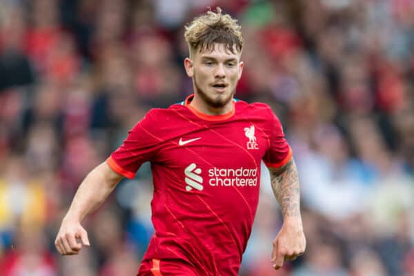 LIVERPOOL, ENGLAND - Sunday, August 8, 2021: Liverpool's Harvey Elliott during a pre-season friendly match between Liverpool FC and Athletic Club de Bilbao at Anfield. (Pic by David Rawcliffe/Propaganda)