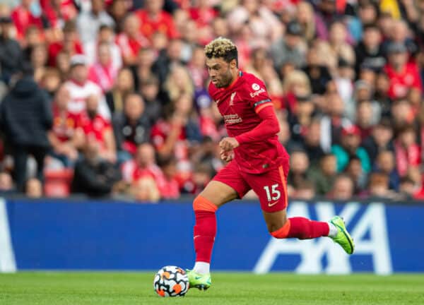 LIVERPOOL, ENGLAND - Monday, August 9, 2021: Liverpool's Alex Oxlade-Chamberlain during a pre-season friendly match between Liverpool FC and Club Atlético Osasuna at Anfield. (Pic by David Rawcliffe/Propaganda)