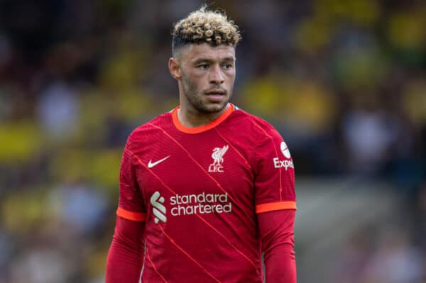 NORWICH, ENGLAND - Saturday, August 14, 2021: Liverpool's Alex Oxlade-Chamberlain during the FA Premier League match between Norwich City FC and Liverpool FC at Carrow Road. (Pic by David Rawcliffe/Propaganda)