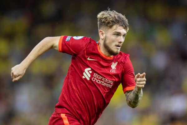 NORWICH, ENGLAND - Saturday, August 14, 2021: Liverpool's Harvey Elliott during the FA Premier League match between Norwich City FC and Liverpool FC at Carrow Road. (Pic by David Rawcliffe/Propaganda)