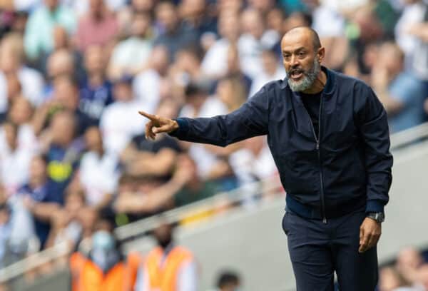 LONDON, ENGLAND - Sunday, August 15, 2021: Tottenham Hotspur's manager Nuno Espírito Santo during the FA Premier League match between Tottenham Hotspur FC and Manchester City FC at the Tottenham Hotspur Stadium. (Pic by David Rawcliffe/Propaganda)