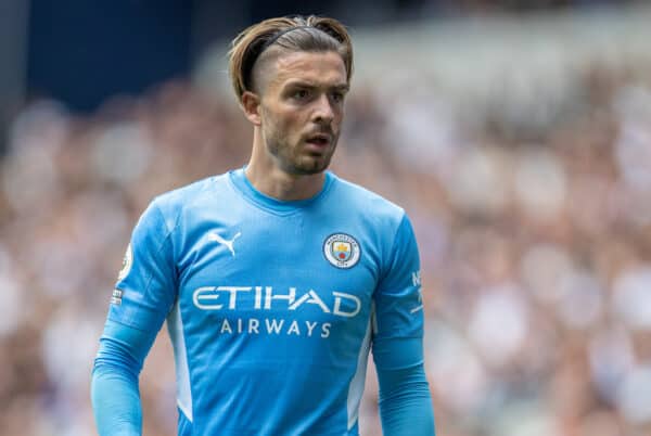 LONDON, ENGLAND - Sunday, August 15, 2021: Jack Grealish during the FA Premier League match between Tottenham Hotspur FC and Manchester City FC at the Tottenham Hotspur Stadium. (Pic by David Rawcliffe/Propaganda)