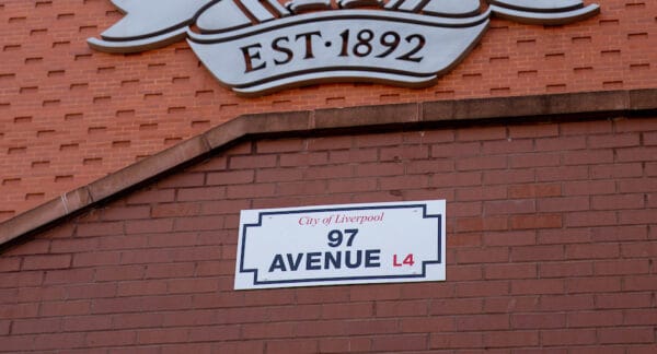 LIVERPOOL, ENGLAND - Friday, August 20, 2021: The renamed 97 Avenue at Anfield. Formerly 96 Avenue it was renamed following the death of Liverpools supporter Andrew Devine who became the 97th victim of the Hillsborough Stadium Disaster. (Pic by David Rawcliffe/Propaganda)