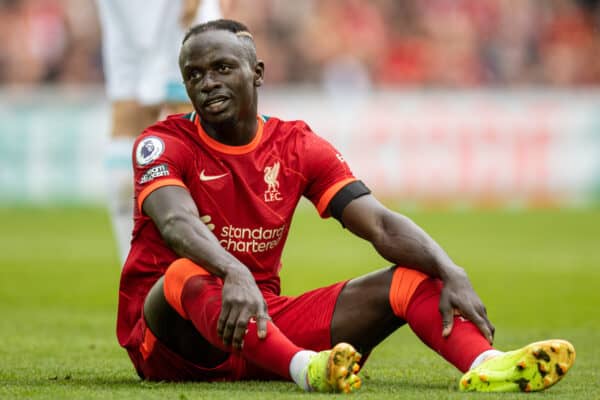 LIVERPOOL, ENGLAND - Saturday, August 21, 2021: Liverpool's Sadio Mané during the FA Premier League match between Liverpool FC and Burnley FC at Anfield. (Pic by David Rawcliffe/Propaganda)