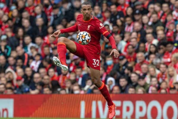 LIVERPOOL, ENGLAND - Saturday, August 21, 2021: Liverpool's Joel Matip during the FA Premier League match between Liverpool FC and Burnley FC at Anfield. (Pic by David Rawcliffe/Propaganda)