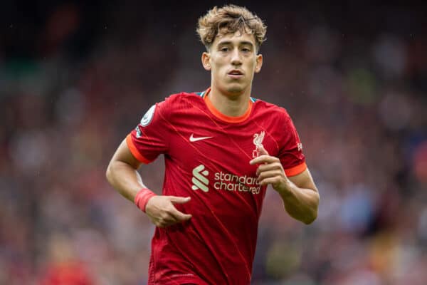 LIVERPOOL, ENGLAND - Saturday, August 21, 2021: Liverpool's Kostas Tsimikas during the FA Premier League match between Liverpool FC and Burnley FC at Anfield. (Pic by David Rawcliffe/Propaganda)