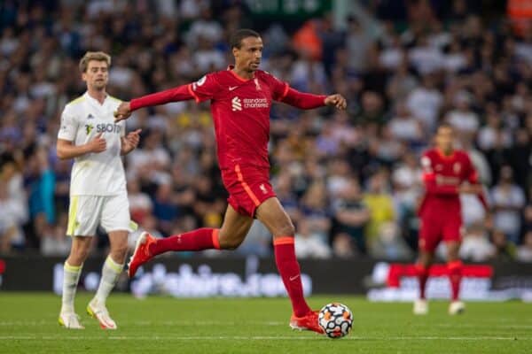 LEEDS, ENGLAND - Sunday, September 12, 2021: Liverpool's Joel Matip during the FA Premier League match between Leeds United FC and Liverpool FC at Elland Road. (Pic by David Rawcliffe/Propaganda)