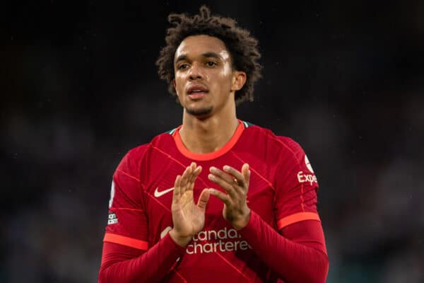 LEEDS, ENGLAND - Sunday, September 12, 2021: Liverpool's Trent Alexander-Arnold during the FA Premier League match between Leeds United FC and Liverpool FC at Elland Road. (Pic by David Rawcliffe/Propaganda)