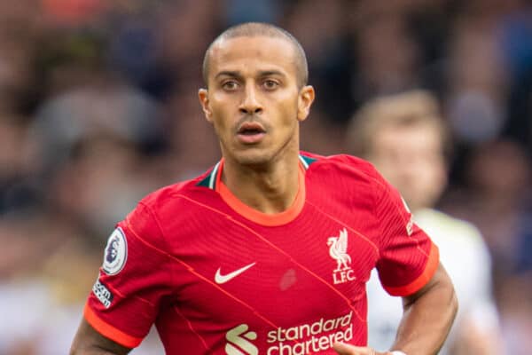 LEEDS, ENGLAND - Sunday, September 12, 2021: Liverpool's Thiago Alcantara during the FA Premier League match between Leeds United FC and Liverpool FC at Elland Road. (Pic by David Rawcliffe/Propaganda)