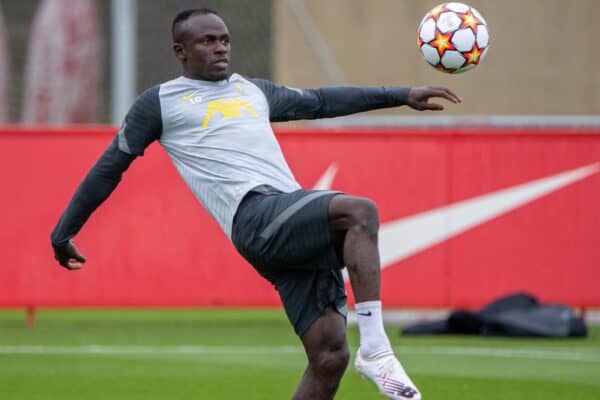 LIVERPOOL, ENGLAND - Tuesday, September 14, 2021: Liverpool's Sadio Mané during a training session at the AXA Training Centre ahead of the UEFA Champions League Group B Matchday 1 game between Liverpool FC and AC MIlan. (Pic by David Rawcliffe/Propaganda)