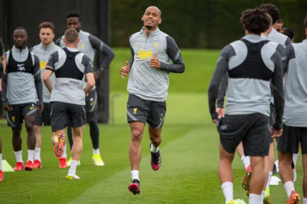 LIVERPOOL, ENGLAND - Tuesday, September 14, 2021: Liverpool's Fabio Henrique Tavares 'Fabinho' during a training session at the AXA Training Centre ahead of the UEFA Champions League Group B Matchday 1 game between Liverpool FC and AC MIlan. (Pic by David Rawcliffe/Propaganda)