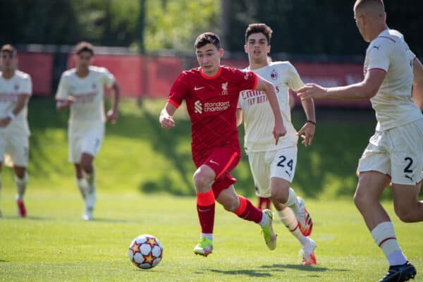 LIVERPOOL, ENGLAND - Wednesday, September 15, 2021: Liverpool's Max Woltman during the UEFA Youth League Group B Matchday 1 game between Liverpool FC Under19's and AC Milan Under 19's at the Liverpool Academy. (Pic by David Rawcliffe/Propaganda)