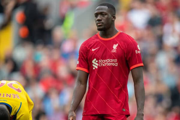 LIVERPOOL, ENGLAND - Saturday, September 18, 2021: Liverpool's Ibrahima Konaté during the FA Premier League match between Liverpool FC and Crystal Palace FC at Anfield. (Pic by David Rawcliffe/Propaganda)