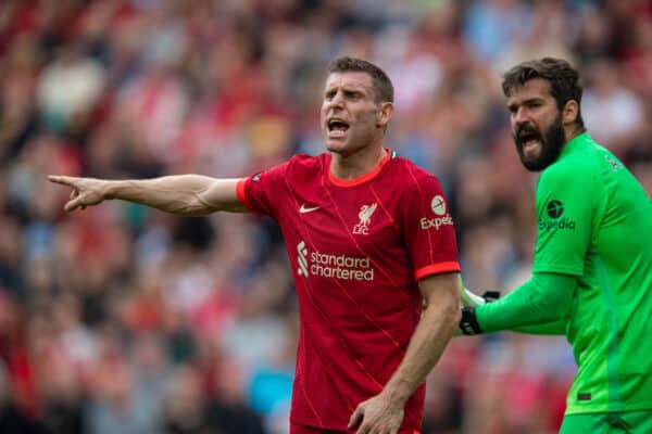 LIVERPOOL, ENGLAND - Saturday, September 18, 2021: Liverpool's James Milner during the FA Premier League match between Liverpool FC and Crystal Palace FC at Anfield. (Pic by David Rawcliffe/Propaganda)