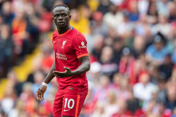 LIVERPOOL, ENGLAND - Saturday, September 18, 2021: Liverpool's Sadio Mané during the FA Premier League match between Liverpool FC and Crystal Palace FC at Anfield. (Pic by David Rawcliffe/Propaganda)